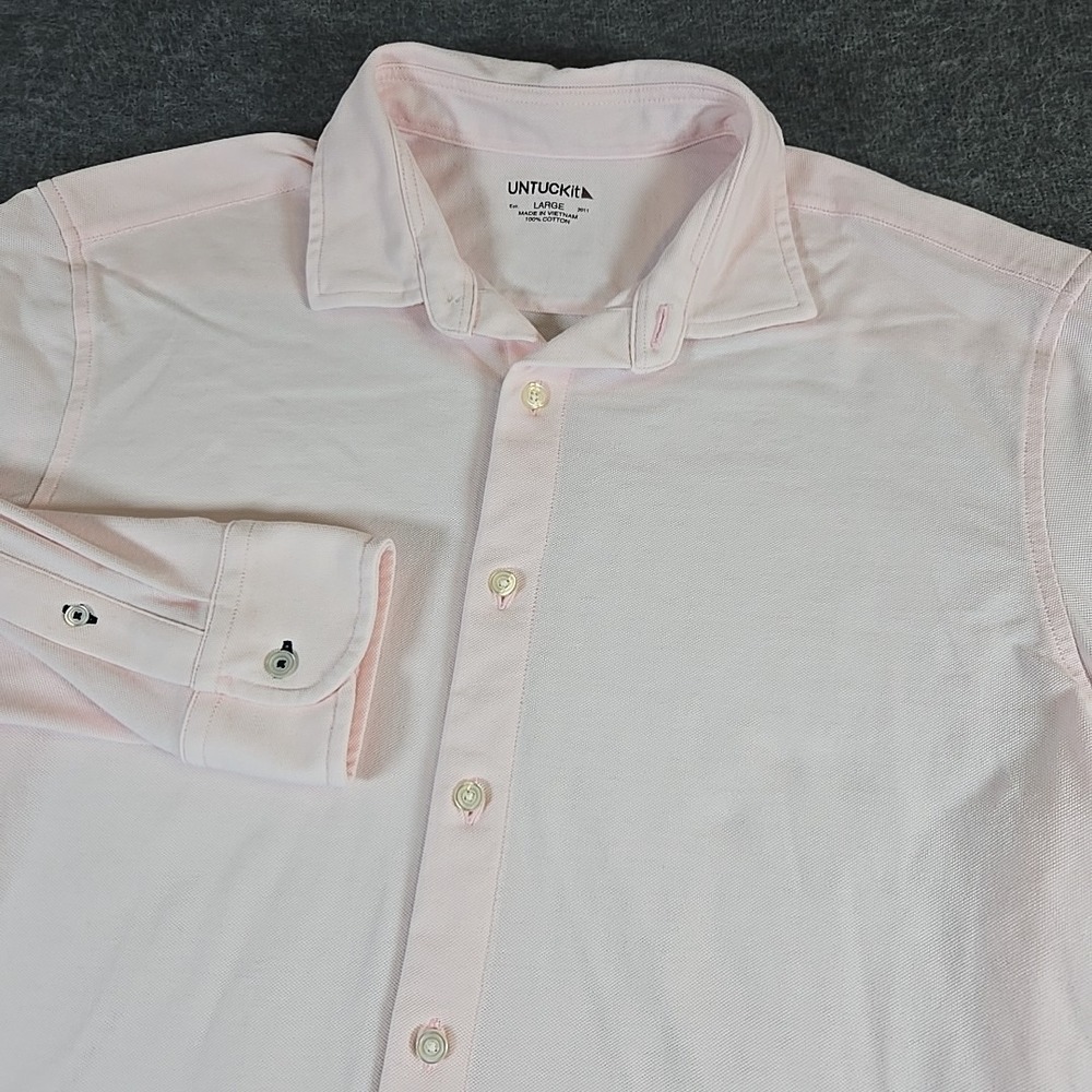 UNTUCKit Mercurey Shirt Men's Large Pink Button Up Long Sleeve Cotton Casual